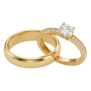 pngtree elegant gold wedding rings with diamond png image 19356959