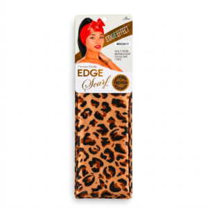 A high-quality product photograph of the packaging for an "Edge Effect Edge Scarf," isolated against a plain white background