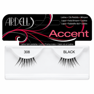 Ardell Accent Lashes 308 Black (#AR61308) false eyelashes packaging on a pure white background