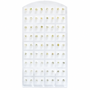 Clear Crystal Round CZ Stud Earrings Display Board #E112C
