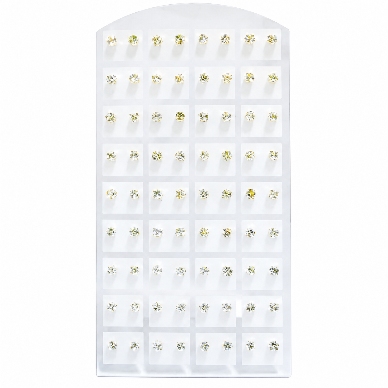 Clear Crystal Round CZ Stud Earrings Display Board #E112C