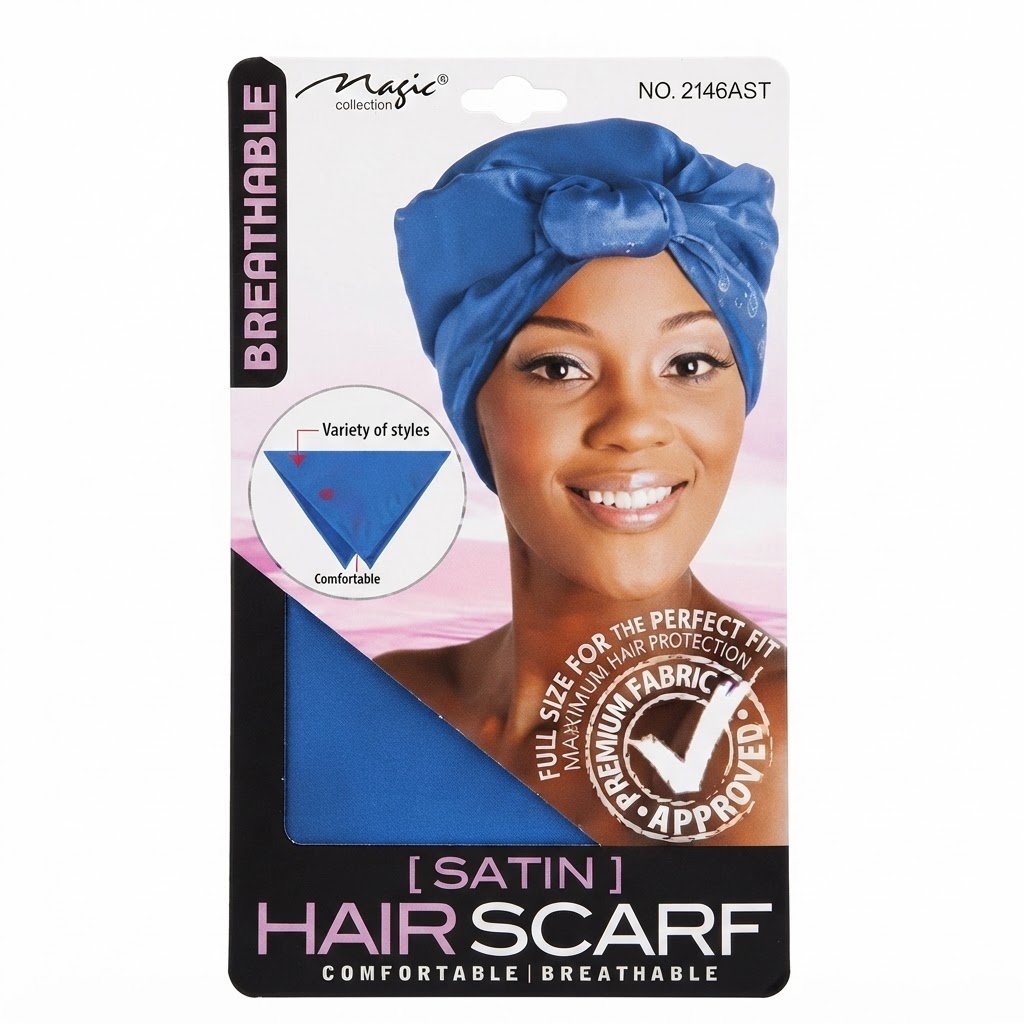 Satin Hair Scarf - Comfortable & Breathable #2146BLA & #2146AST - Image 2