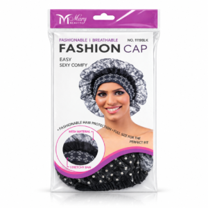 Mary Beauty black fashion hair cap with stone detailing and stretchy band