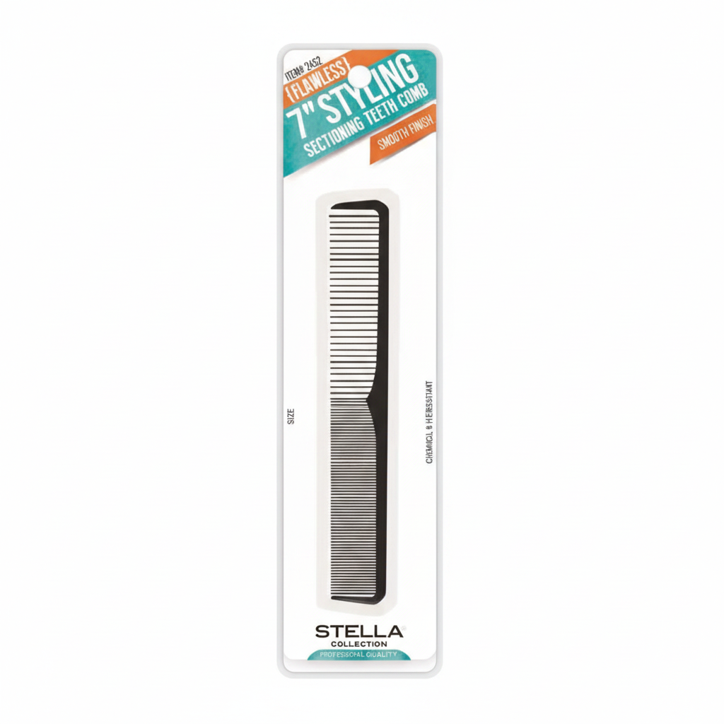 Stella 7″ Styling Sectioning Teeth Comb Smooth Finish #2452