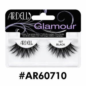 Ardell Glamour 107 Black false eyelashes (#AR60710) packaging on a pure white background