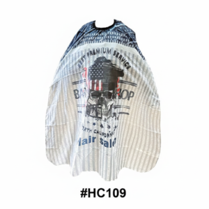 Barbershop Skull Graphic Striped Barber Cape with Snap #HC109