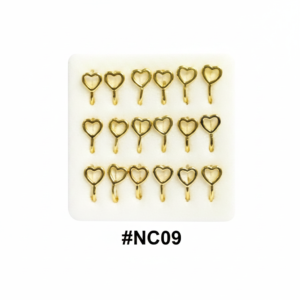 Gold Open Heart Nose Pins 15-Pack Display Card #NC09
