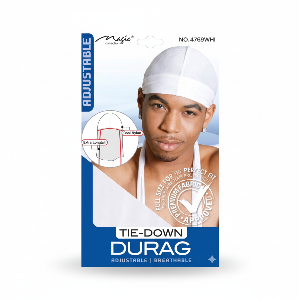 Magic Collection Adjustable Tie-Down Durag - Cool #4769WHI
