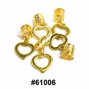 Gold Filigree Dread Beads with Large Open Heart Charm #61006