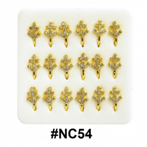 Gold Cross Crystal Rhinestone Nose Studs with Hook #NC54