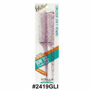 Stella Collection Glitter Tapered Bone Tail Styling Comb #2419GLI