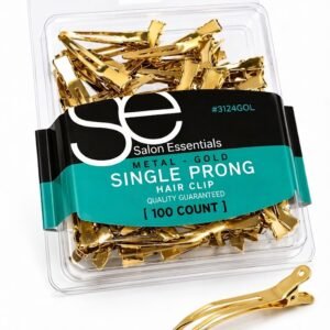 Gold single prong hair clips in a pack of 70 from Salon Essentials