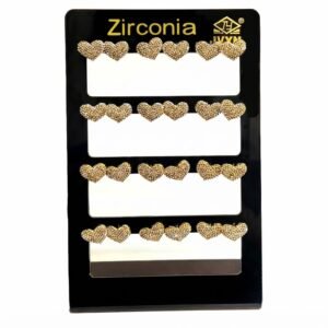 Small heart-shaped stud earrings in a display pack