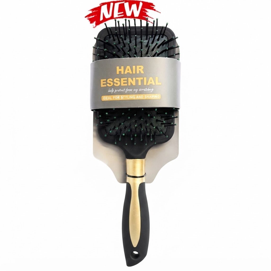Black wide paddle hair brush for styling and detangling