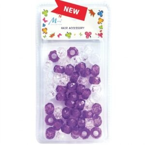 Large Shiny Diamond Beads in Purple and Clear Mix for hair styling