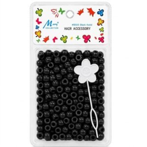 8mm black round hair beads for styling and accessories