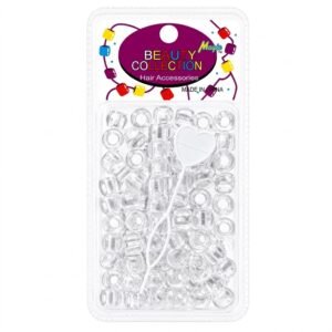 Round crystal beads for hair styling in a clear pack