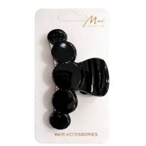 Black medium button-shaped jaw clip for hair styling