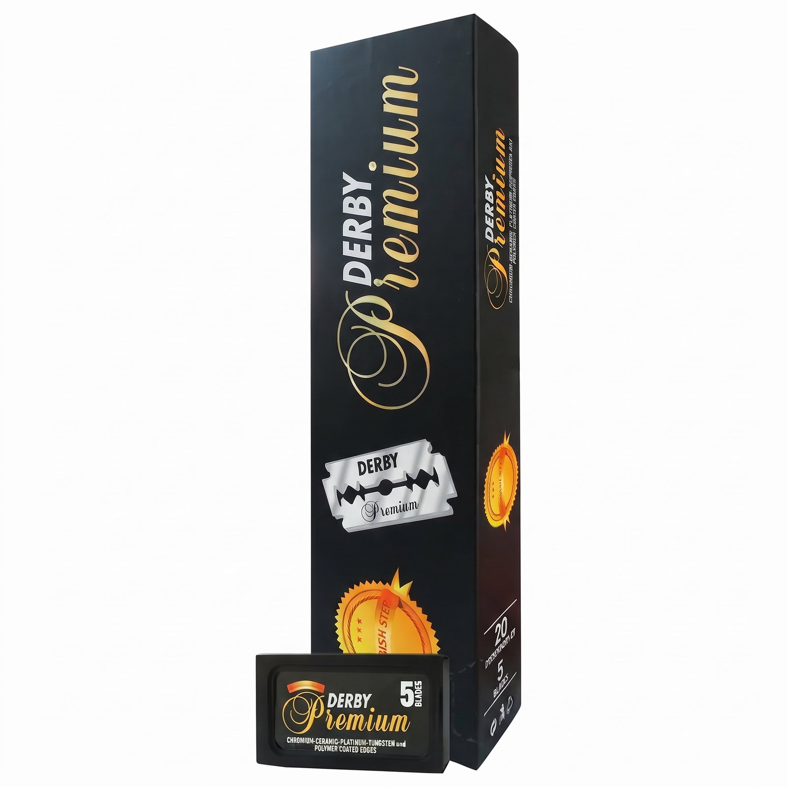 Derby Premium Black Blades Pack of 5 x 20 for salon use