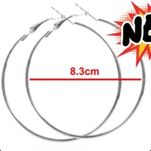 Elegant 8.3cm round silver hoop earrings for women