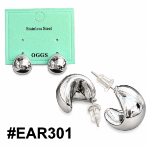 OGGS Silver Bead Style Earrings on a mint card