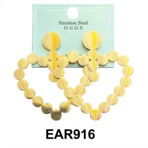 Fancy Round Gold Earrings in Stainless Steel