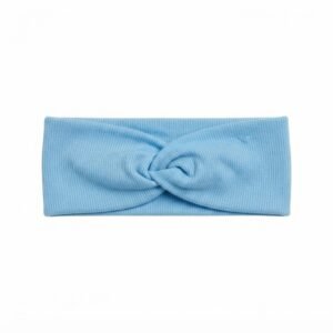 Blue ribbed twist-knot turban headband for women