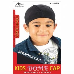 Kids Spandex Dome Cap in black, perfect for active children.