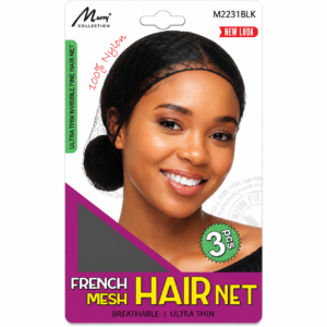 Murry French Mesh Hair Net Black 3PC for securing hairstyles