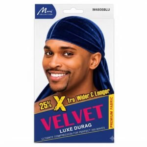 Murry Velvet Durag Blue for men's hair styling and waves