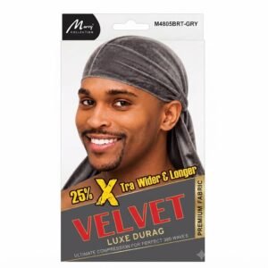 Murry Velvet Durag Grey providing stylish hair protection and wave definition