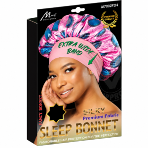 Fancy Pattern Extra Wide Band Silky Bonnet in pink for hair protection while sleeping