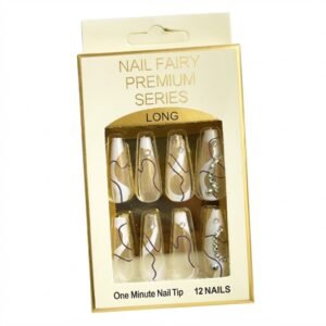 Nail Fairy Fancy Long Nails White/Clear with Stones