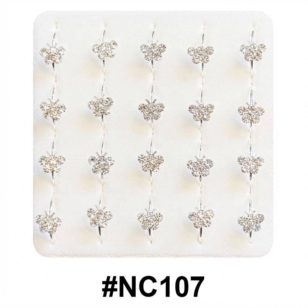 Nose Ring Butterfly Silver design featuring sparkling accents