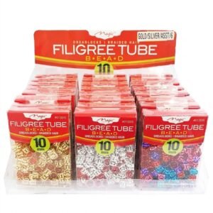Assorted Filigree Tube Beads Display for Hair Styling