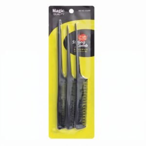Plastiq Tail Comb Set 3pc Black for precise hair styling