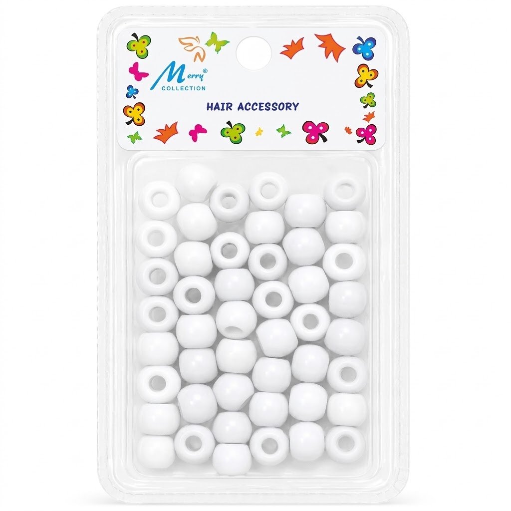 Jumbo White Hair Beads for styling and braiding
