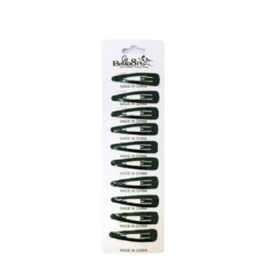 Babe's medium black hair snap clips on a card