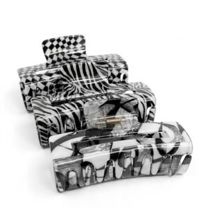Jawa Clip Medium in Black/White Glittery for stylish hair holding