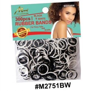 Murry Collection 300pcs Black and White Rubber Bands for Hair Styling