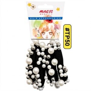 Magic Quality Black Hair Pony with Silver Beads for stylish hairstyles