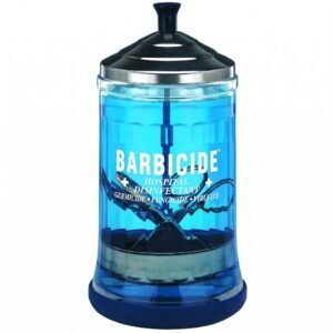 Large Clear Glass Sanitiser Disinfectant Jar with Chrome #0092S