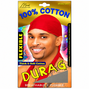 100% Cotton Durag Flexible Thick & Soft Hair Cover Red #M4801AST